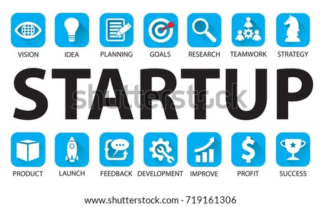 Vector illustration. Business startup project concept icon set 