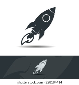 vector illustration of a business start-up rocket space exploration flat style design