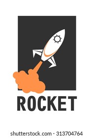 vector illustration of a business start-up rocket space exploration flat style design
