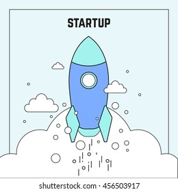 vector illustration of a business start-up rocket space exploration flat style design