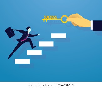 Vector illustration. Business success concept. Businessman holding key of success to open door of big opportunity winning glory in future - Powered by Shutterstock - Get 15% off with code: PIKWIZARD15