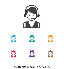 Vector Illustration Of Business Symbol On Hotline Icon. Premium Quality Isolated Call Center Element In Trendy Flat Style.