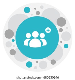 Vector Illustration Of Business Symbol On Add Member Icon. Premium Quality Isolated Corporate Element In Trendy Flat Style.