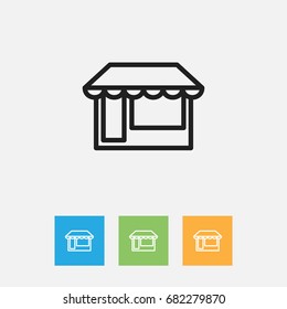 Vector Illustration Of Business Symbol On Grocery Outline. Premium Quality Isolated Store Element In Trendy Flat Style.