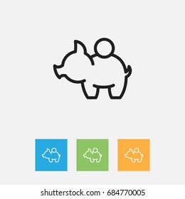 Vector Illustration Of Business Symbol On Cash Collecting Outline. Premium Quality Isolated Pig Money Element In Trendy Flat Style.