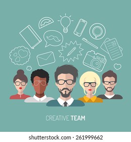 Vector illustration of business team management in flat style