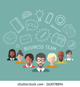 Vector illustration of business team management in flat style