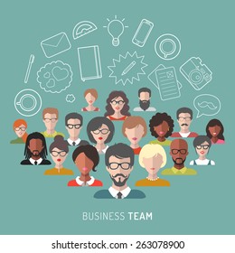 Vector illustration of business team management in flat style
