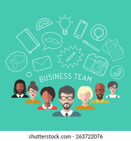 Vector illustration of business team management in flat style