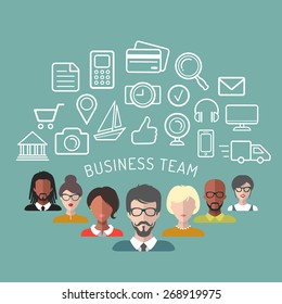 Vector illustration of business team management in flat style