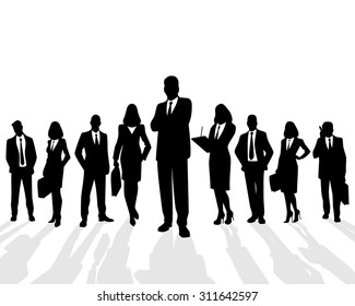 Vector illustration of a business team on white background