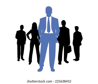Vector illustration of a business team silhouettes