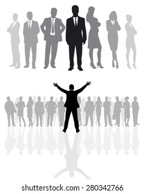 Vector illustration of a business team silhouettes