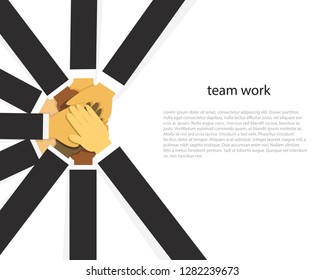 Vector illustration. Business teamwork concept. Icons words typography and symbol of teamwork leadership effort hard work team strategy