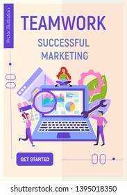 vector illustration of business, teamwork concept, office workers are studying the infographic, the analysis of the evolutionary scale