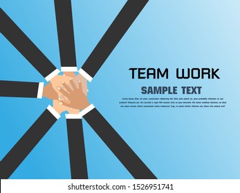 Vector illustration. Business teamwork concept. Icons words typography and symbol of teamwork leadership effort hard work team strategy
