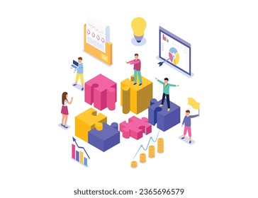 Vector illustration business teamwork concept cartoon flat style