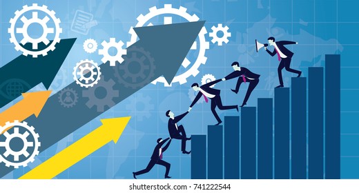 Vector Illustration. Business Teamwork Concept. Icons Words Typography And Symbol Of Teamwork Leadership Effort Hard Work Team Strategy