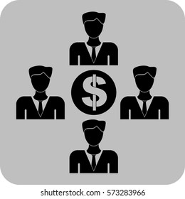Vector Illustration of Business Teamwork And Money Or Symbol Icon in Black
