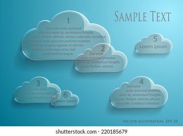 Vector illustration of business  template on transparent shiny cloud shapes