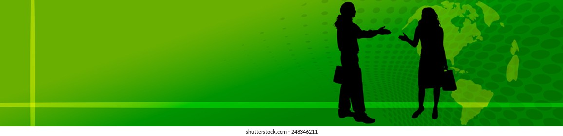 Vector illustration with a business theme on a green background.