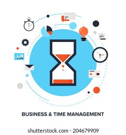 Vector Illustration Of Business And Time Management Flat Design Concept.