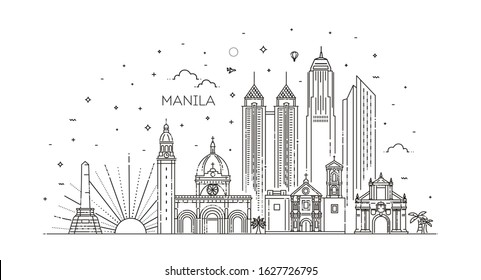 Vector Illustration. Business Travel and Tourism Concept with Modern Buildings