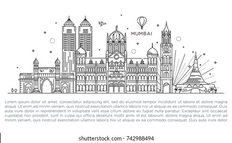 Mumbai Skyline Silhouette Vector Download