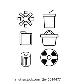 Ilustração vetorial de um conjunto de ícones da Web de negócios, uma coleção de símbolos de viagem e hotel e sinais de design de carro