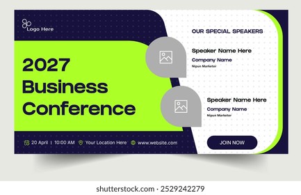 Vector illustration business webinar banner template design, webinar banner design, virtual business conference banner, fully editable vector eps 10 file format