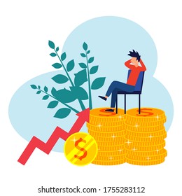 Vector illustration of a business with a white background. Investors hold money in ideas. creative project financing. young business people succeed in their business.