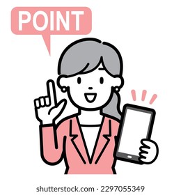 Vector illustration of business woman with cell phone