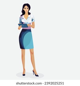 Vector illustration of business woman character.Leadership and success, Executive and professional, Business and marketting concept.