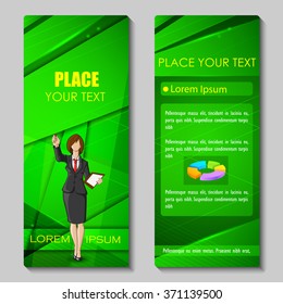 vector illustration of business woman in formal suit on corporate brochure design