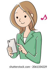 Vector illustration of a business woman operating a smartphone