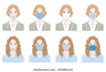 Vector illustration of business woman. Virus infection countermeasures. Healthcare worker.