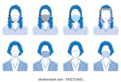 Vector illustration of business woman. Virus infection countermeasures.