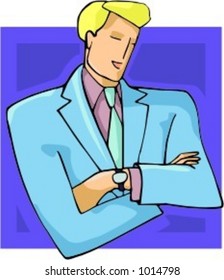 A vector illustration of a businessman.