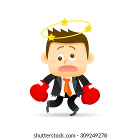 Vector illustration of businessman with boxing gloves. 