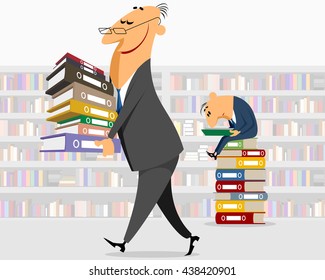 Vector illustration of a businessman brings documents