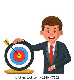 A vector illustration of Businessman with Bullseye Target 