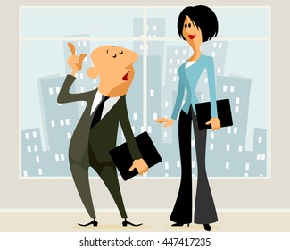 Vector illustration of a businessman and businesswoman