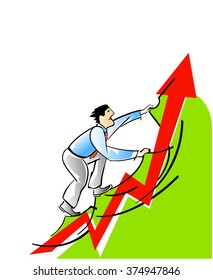 Vector illustration of a businessman and career growth