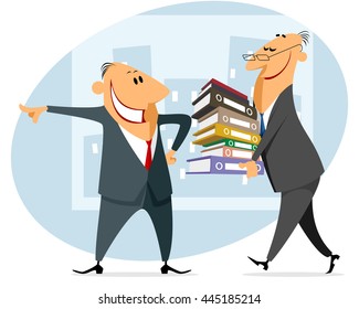 Vector illustration of a businessman carries documents