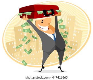 Vector illustration of a businessman with case of money