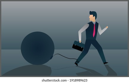  vector illustration of businessman with chain isolated