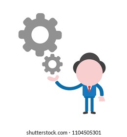 Vector illustration businessman character holding gears.