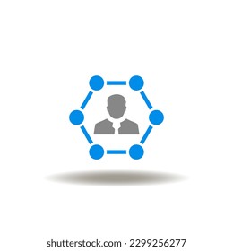 Vector illustration of businessman and chart or flowchart. Icon of stakeholder. Symbol of roles and responsibilities.