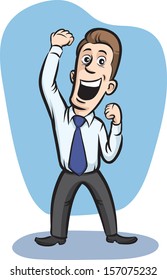 Vector illustration of Businessman cheering. Easy-edit layered vector EPS10 file scalable to any size without quality loss. High resolution raster JPG file is included.