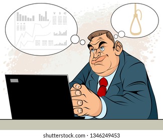 Vector illustration of a businessman in depression